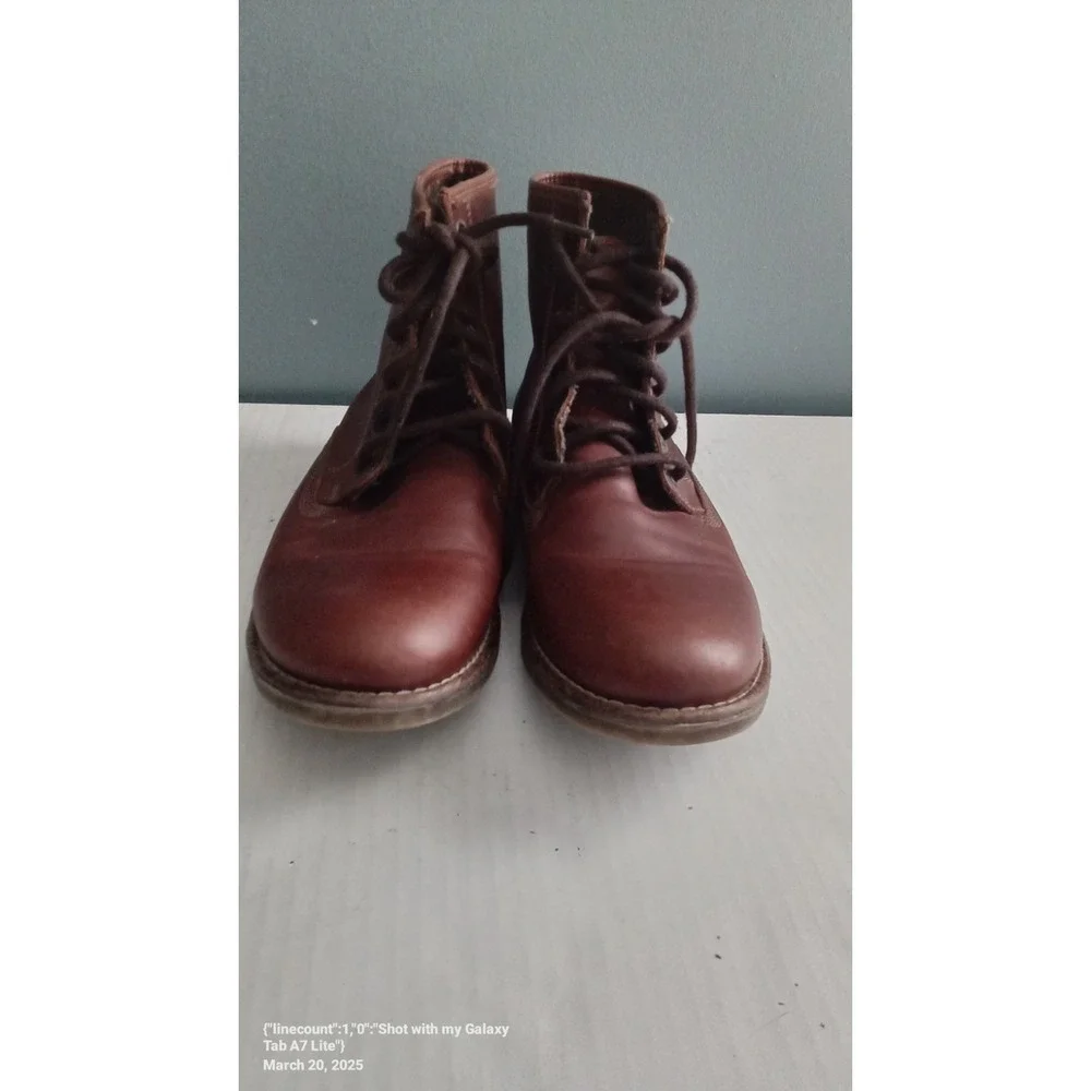 Leather Ankle‎ Boots Brown Lace Up Casual Comfortable Shoes